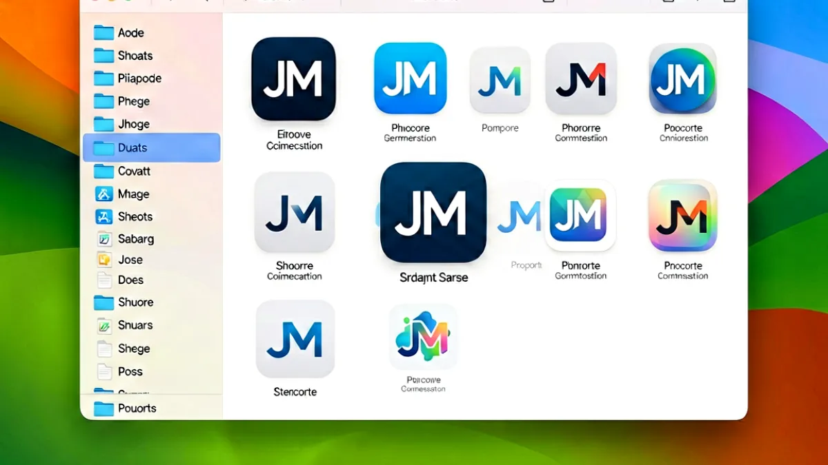 macOS系统中JM应用已安装到应用程序文件夹的界面，桌面上出现JM图标，Finder窗口同时打开显示